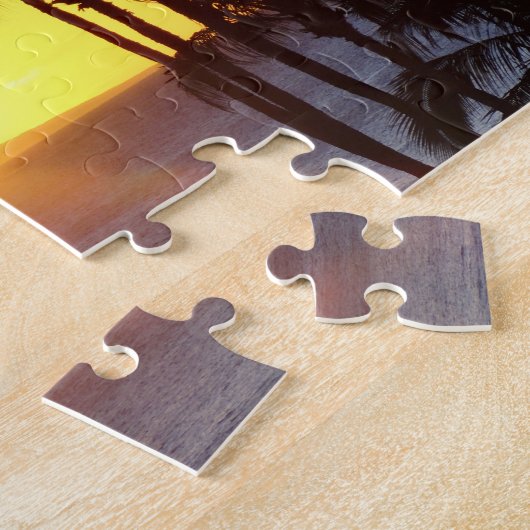 Hawaiian Exotic Beach Palm Trees Sunset Legpuzzel (Zijkant)