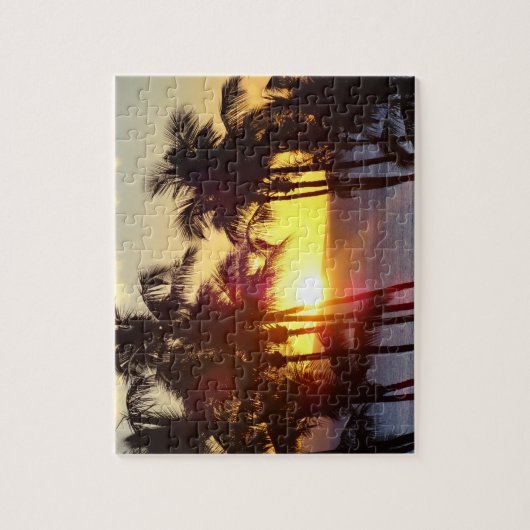 Hawaiian Exotic Beach Palm Trees Sunset Legpuzzel (Verticaal)