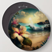 Hawaiian Exotic Flowers Button (Voorkant /achterkant)