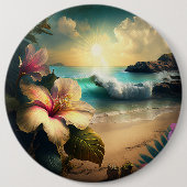 Hawaiian Exotic Flowers Button (Voorkant)