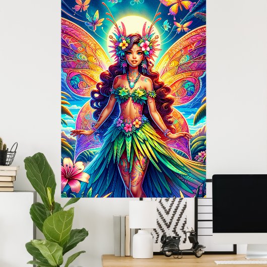Hawaiian Fairy Poster (Thuiskantoor)