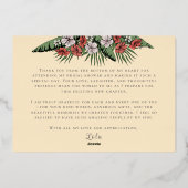 Hawaiian Flamingo & Hibiscus Geel Goud Bedankt Folie Uitnodiging (Achterkant)