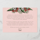 Hawaiian Flamingo & Hibiscus Roze & Goud Bedankt Folie Uitnodiging (Achterkant)
