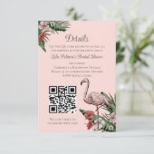 Hawaiian Flamingo Vrijgezellenfeest Website QR Cod Informatiekaartje (Staand voorkant)