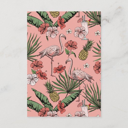 Hawaiian Flamingo Vrijgezellenfeest Website QR Cod Informatiekaartje (Achterkant)