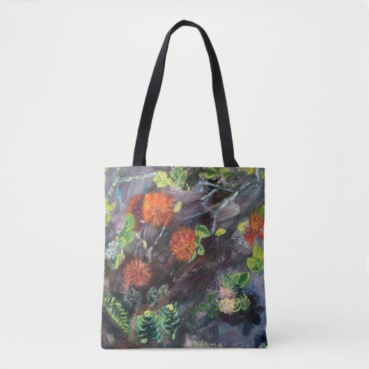 Hawaiian flora black and red Tote Bag (Voorkant)