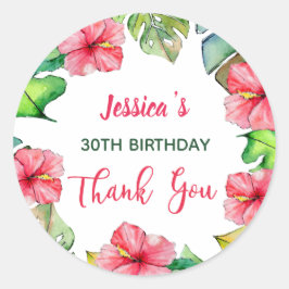 Hawaiian Floral Dank u Verjaardag Ronde Sticker