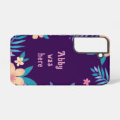 Hawaiian Floral Design op Paarse Samsung Galaxy Hoesje (Achterkant horizontaal)