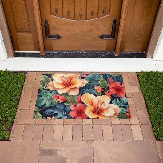 Hawaiian Floral Doormat - Hibiscus Flowers Deurmat (Buiten)