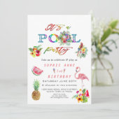 Hawaiian Floral Fruits Birds Pool Birthday Kaart (Staand voorkant)