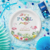 Hawaiian Floral Fruits Birds Pool Birthday Papieren Bordje (Feest)