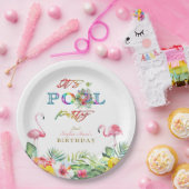 Hawaiian Floral Fruits Birds Pool Birthday Papieren Bordje (Feest)