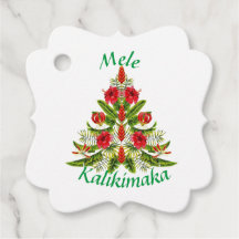 Hawaiian Floral kerstbomen Gift Label