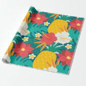 Hawaiian Floral Kerstmis Cadeaupapier (Uitgerold)
