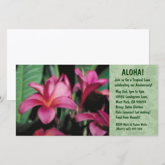 Hawaiian Floral Luau-uitnodigingen (Voorkant / Achterkant)