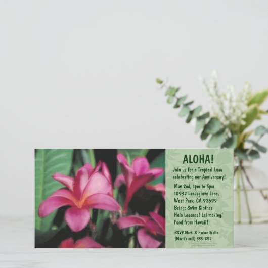 Hawaiian Floral Luau-uitnodigingen (Staand voorkant)