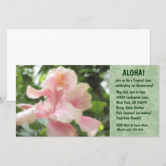 Hawaiian Floral Luau-uitnodigingen (Voorkant / Achterkant)