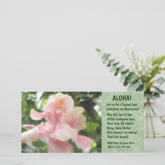 Hawaiian Floral Luau-uitnodigingen (Staand voorkant)