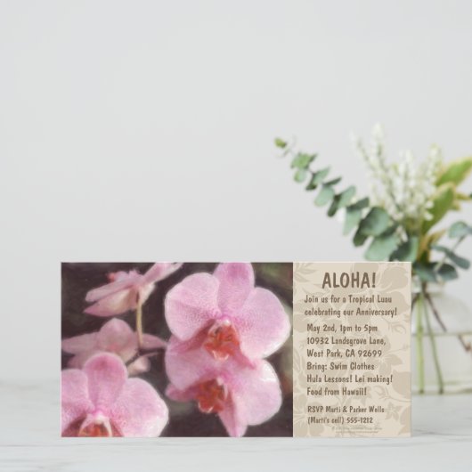 Hawaiian Floral Luau-uitnodigingen (Staand voorkant)