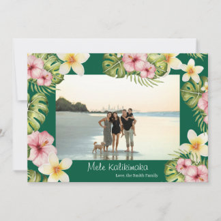 Hawaiian floral Mele Kalikimaka Christmas Kaart