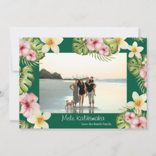 Hawaiian floral Mele Kalikimaka Christmas Kaart