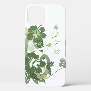 Hawaiian Floral Pattern in Green Monogramed Hoesje