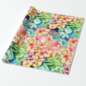 Hawaiian Floral Plumeria Gift Wrapping Paper Cadeaupapier (Uitgerold)