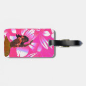 Hawaiian Floral print met Hula Girl Bagagelabel (Achterkant horizontaal)
