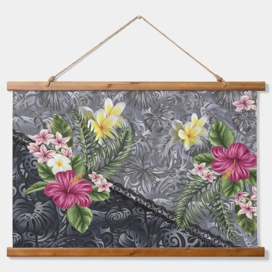 Hawaiian Floral Tapa Fusion Hangend Wandkleed (Voorkant)