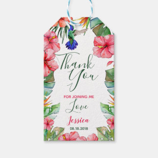 Hawaiian Floral Waterverf Dank u Cadeaulabel