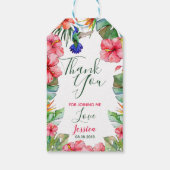 Hawaiian Floral Waterverf Dank u Cadeaulabel (Achterkant)