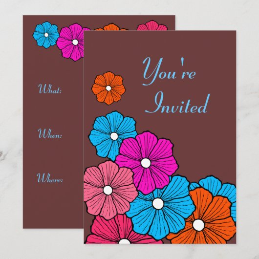 Hawaiian Flower Invitations Kaart (Voorkant / Achterkant)