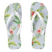 Hawaiian Flower Pattern Pastel Blue Geometric Patc Teenslippers (Voetbed)