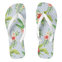 Hawaiian Flower Pattern Pastel Blue Geometric Patc
