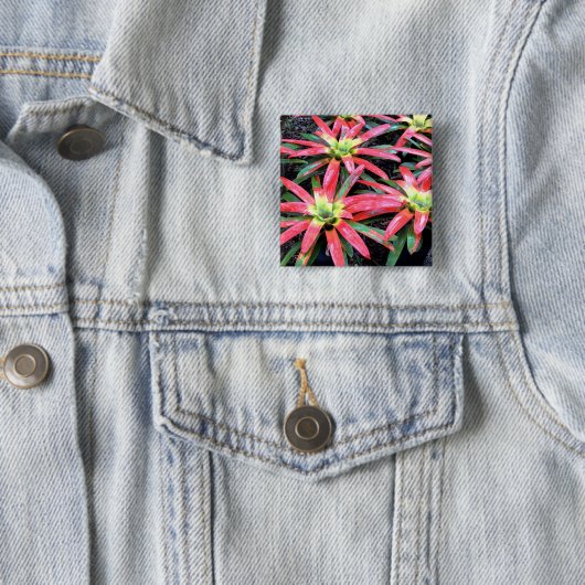 Hawaiian Flower Square Button (In situ)