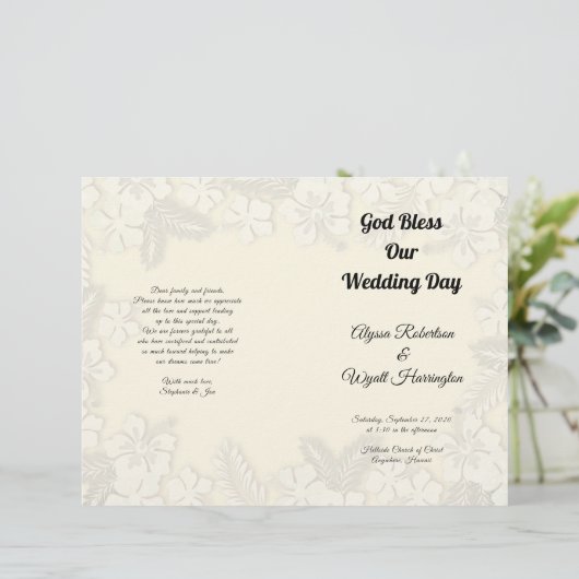 Hawaiian Flowers Big Wedding Ceremony Program (Staand voorkant)