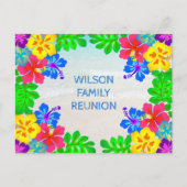 Hawaiian Flowers Border Family Reunion Briefkaart (Voorkant)