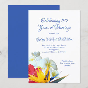 Hawaiian Flowers Bouquet Jubileum Party Kaart