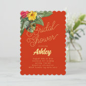 Hawaiian Flowers Bridal Shower Invitations Kaart (Staand voorkant)