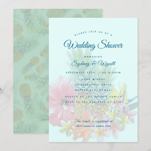 Hawaiian Flowers Couples Wedding Shower Uitnodigin Kaart