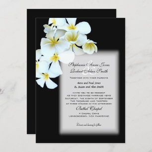 Hawaiian Flowers Custom Black Wedding Invite Kaart