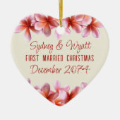 Hawaiian Flowers Eerste Kerstmis Getrouwd Keramisch Ornament (Voorkant)