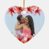 Hawaiian Flowers Eerste Kerstmis Getrouwd Keramisch Ornament (Achterkant)