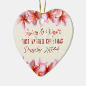 Hawaiian Flowers Eerste Kerstmis Getrouwd Keramisch Ornament (Links)