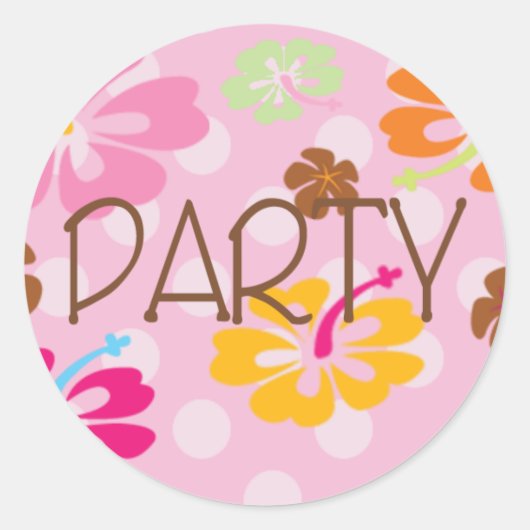 Hawaiian Flowers - Feest Ronde Sticker (Voorkant)