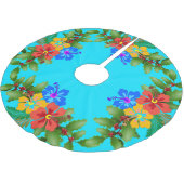 Hawaiian Flowers Hibiscus Aqua Kerstboom Rok (Gekanteld)