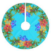 Hawaiian Flowers Hibiscus Aqua Kerstboom Rok (Voorkant)