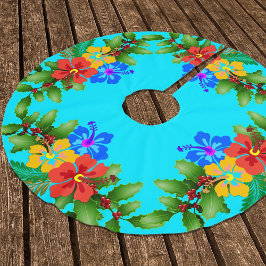 Hawaiian Flowers Hibiscus Aqua Kerstboom Rok
