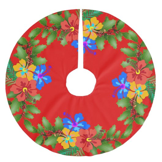 Hawaiian Flowers Hibiscus Red Kerstboom Rok (Voorkant)