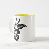 Hawaiian Flowers Silhouette Tweekleurige Koffiemok (Voorkant links)